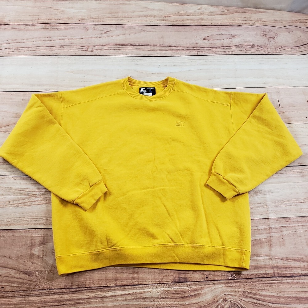 VINTAGE Starter Sweater‎ Mens Large Yellow Outdoor Sweatshirt Heavyweight Adult